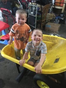 boys in wheelbarrow